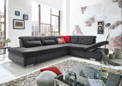 Wohnlandschaft LANCE 323 x 260 cm Stoffbezug belle black