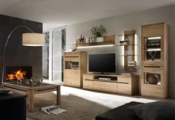 Wohnwand 370 x 198 cm Wildeiche bianco massiv