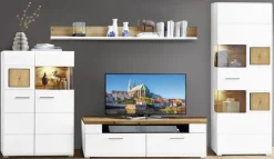 Wohnwand FUN PLUS 4-teilig Eiche/ weiß