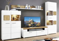 Wohnwand FUN PLUS 4-teilig Eiche/ weiß