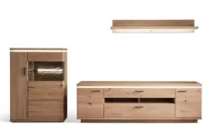 Wohnwand II BARCELONA 3-teilig Balkeneiche bianco