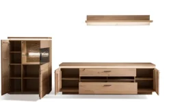 Wohnwand II BARCELONA 3-teilig Balkeneiche bianco