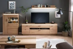 Wohnwand II BARCELONA 3-teilig Balkeneiche bianco