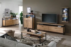 Wohnwand III LANTANA Balkeneiche Bianco /anthrazit