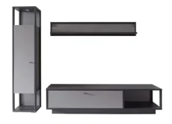 Wohnwand LUXOR I 3-teilig Royla grau/ anthrazit