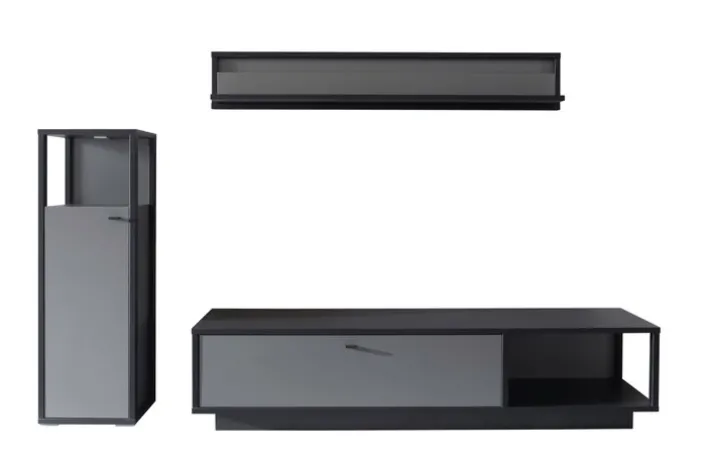 Wohnwand LUXOR II 3-teilig Royla grau/ anthrazit