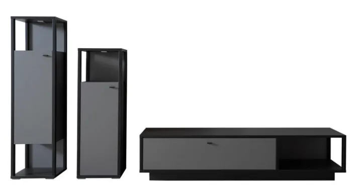 Wohnwand LUXOR III 3-teilig Royal grau/ anthrazit