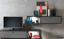 Wohnwand LUXOR 2-teilig Royal grau/ anthrazit