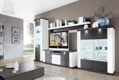 Wohnwand MANHATTAN 4-teilig weiß/ grau