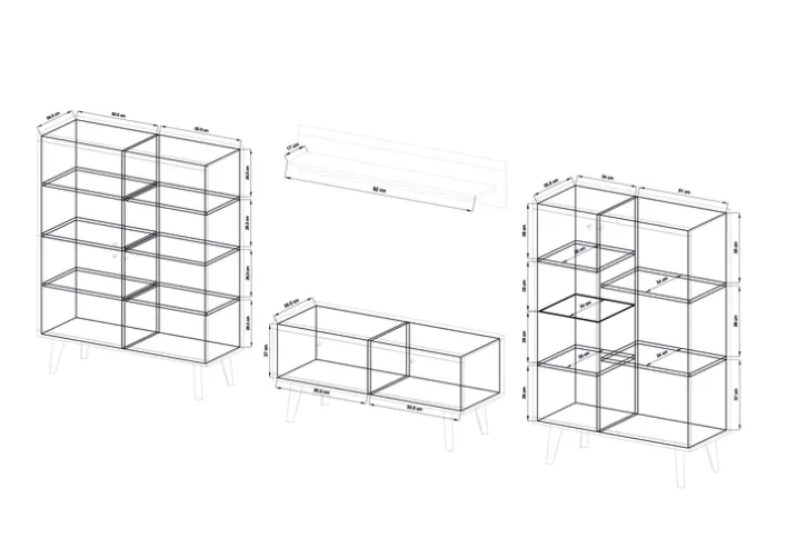 Wohnwand-Kombination 14 ALVA 4-teilig Salbeifarbig/braun 324 x 160 x 40 cm