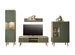 Wohnwand-Kombination 12 ALVA 4-teilig Salbeifarbig/braun 320 x 197 x 40 cm