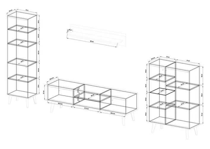 Wohnwand-Kombination 12 ALVA 4-teilig Salbeifarbig/braun 320 x 197 x 40 cm